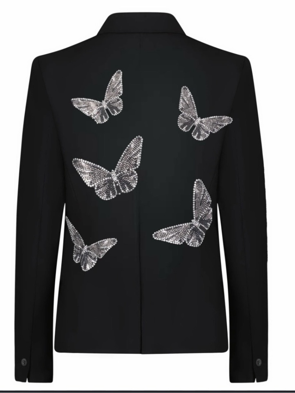 HipChik Couture Black Jacket Blazer with Sequin Butterfly Detail on Back